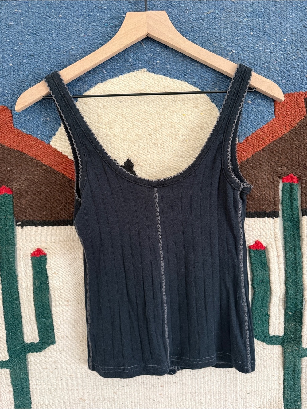 Free People Black Ribbed Button-Front Tank - Picture 3 of 3